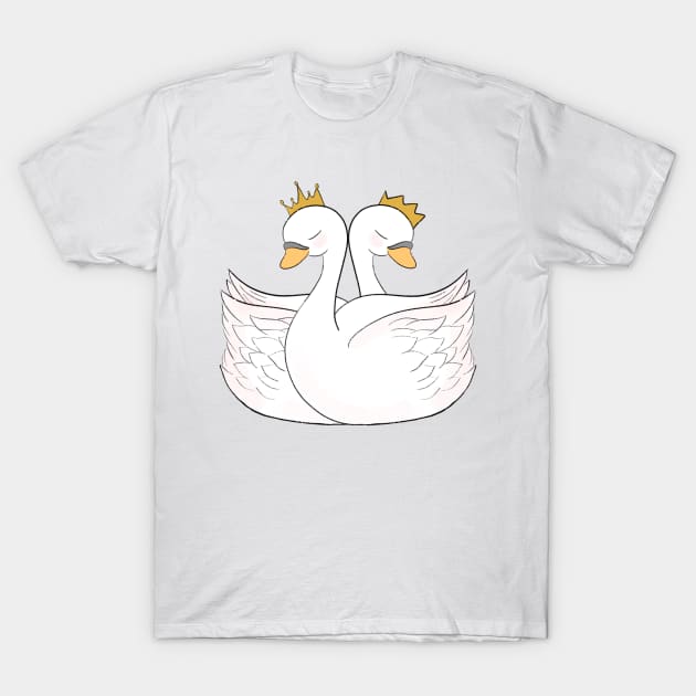 Lovely Couple Swan T-Shirt by jennpan